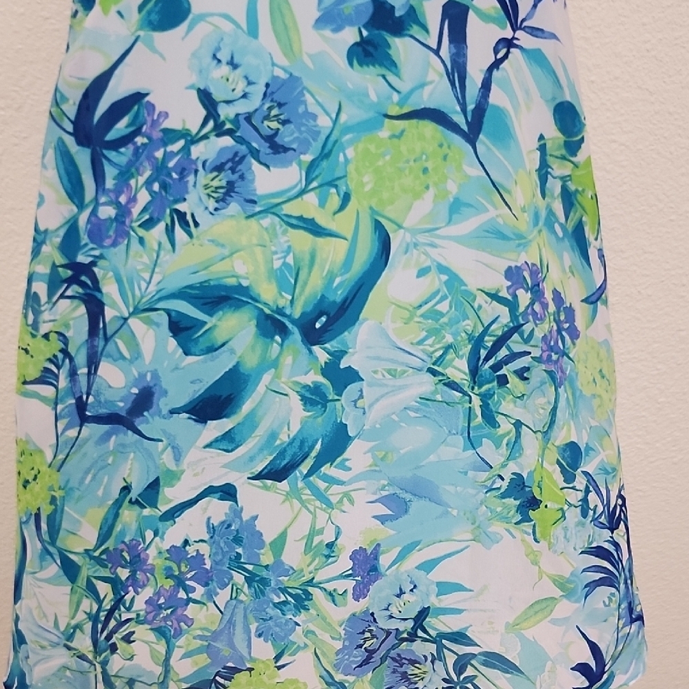 Floral Sleeveless Dress - Blue and Green - Picture 5 of 12